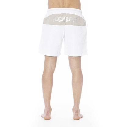 White Polyester Men Swim Trunk