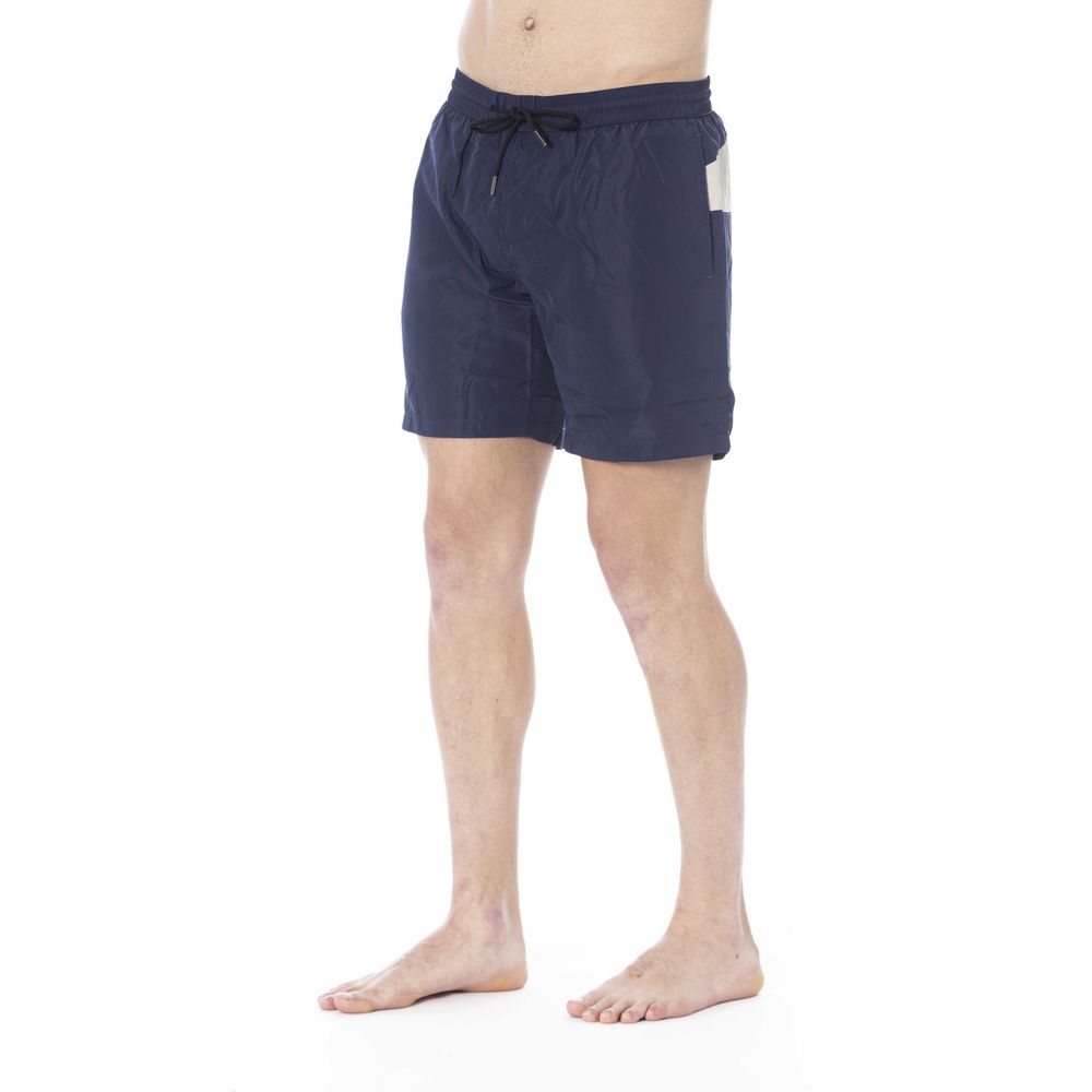 Blue Polyester Men Swim Trunk