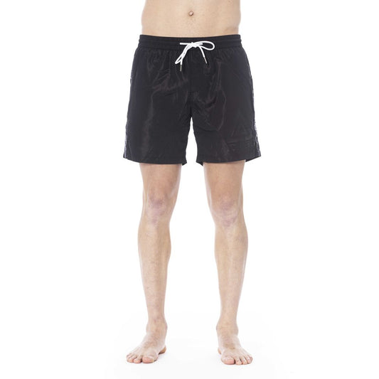 Black Polyester Men Swim Short