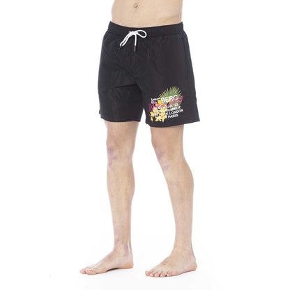 Black Polyester Men Swim Trunk