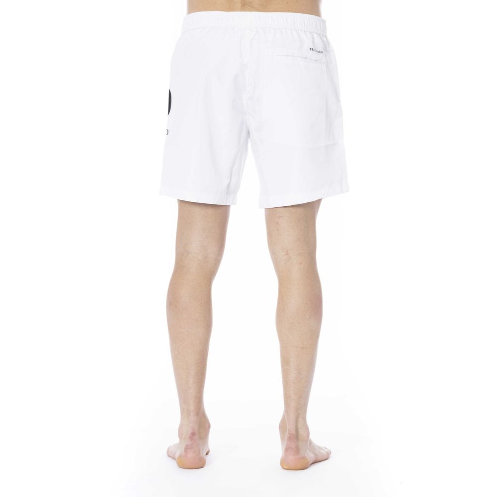 White Polyester Men Swim Trunk