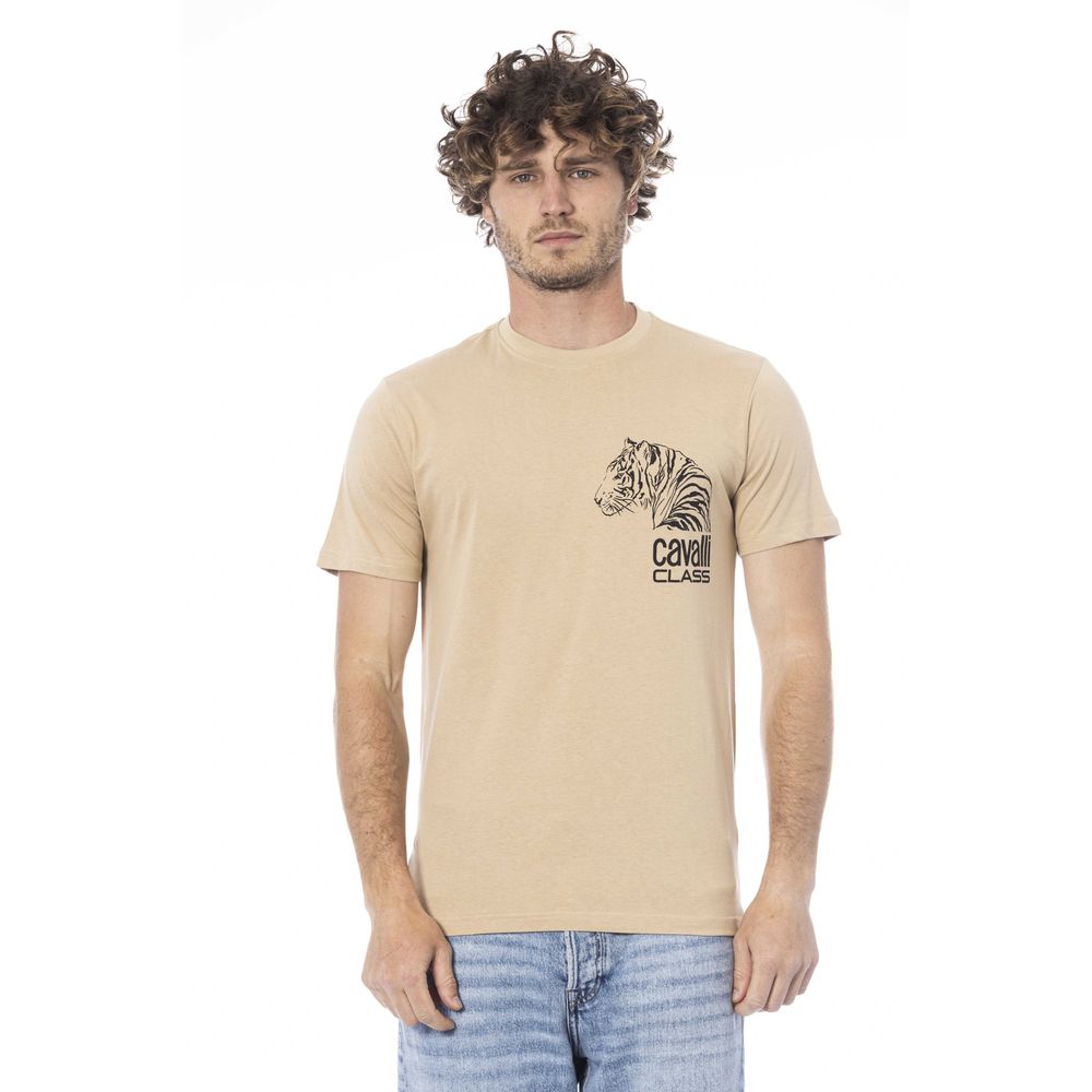 Beige Cotton Men T-Shirt