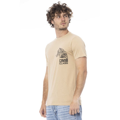 Beige Cotton Men T-Shirt