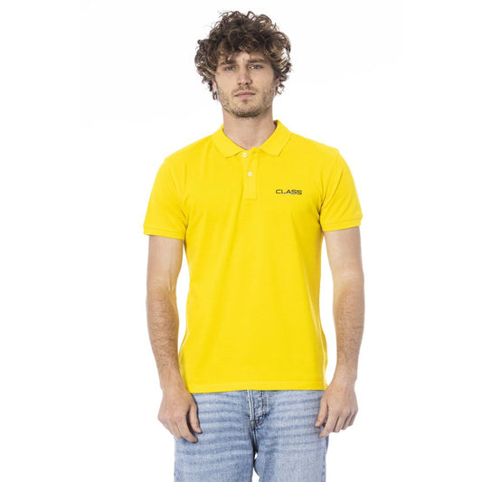 Yellow Cotton Men Polo Shirt