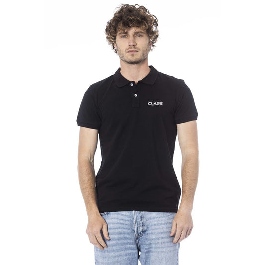 Black Cotton Men Polo Shirt