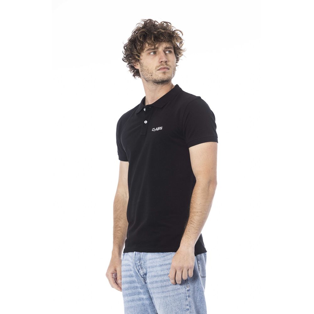 Black Cotton Men Polo Shirt