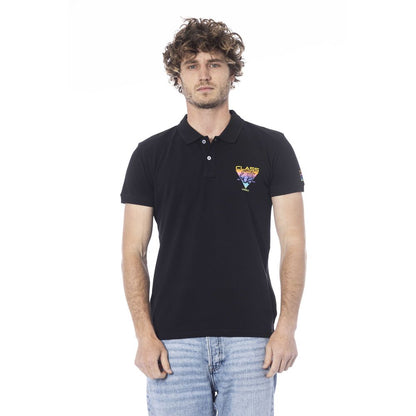 Black Cotton Men Polo Shirt