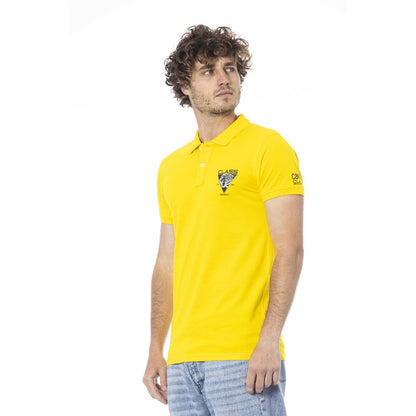 Yellow Cotton Men Polo Shirt