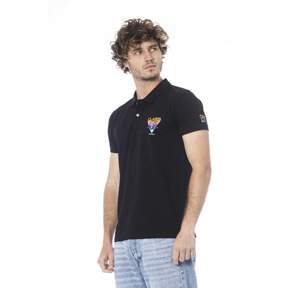 Black Cotton Men Polo Shirt