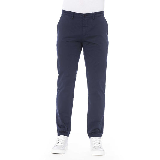 Blue Cotton Men Pants