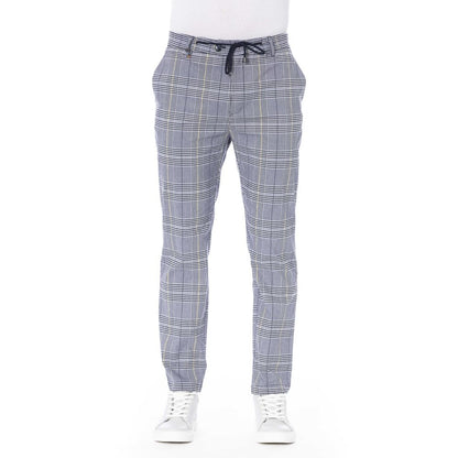 Blue Polyester Men Pant