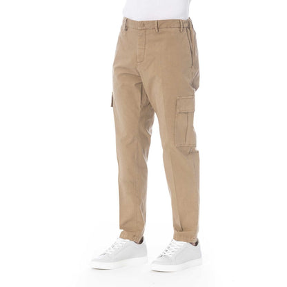 Beige Cotton Men Pant