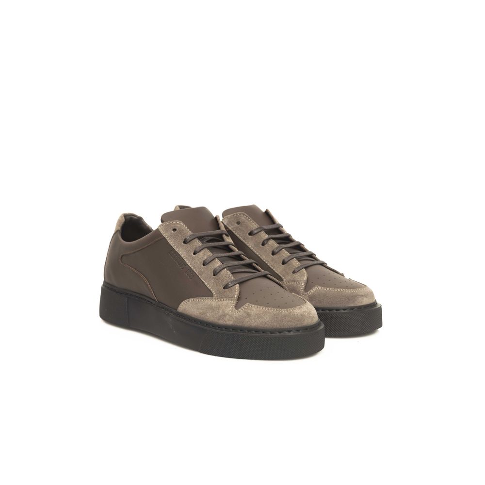 Beige Leather Men Sneaker