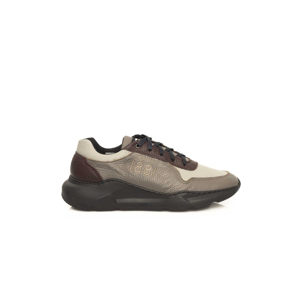 Beige Leather Men Sneaker