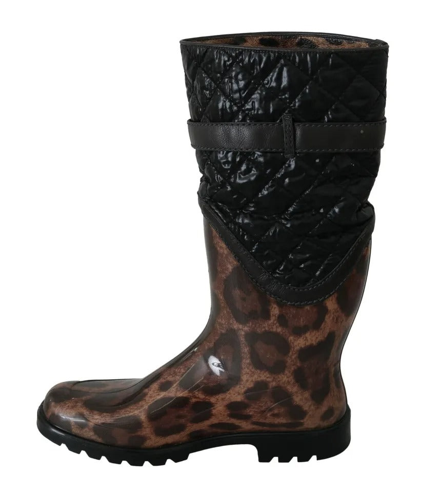 Black Brown Leopard Booties Boots Shoes