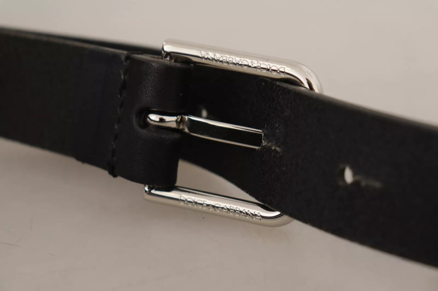 Black Classic Calf Leather Metal Box Buckle Belt