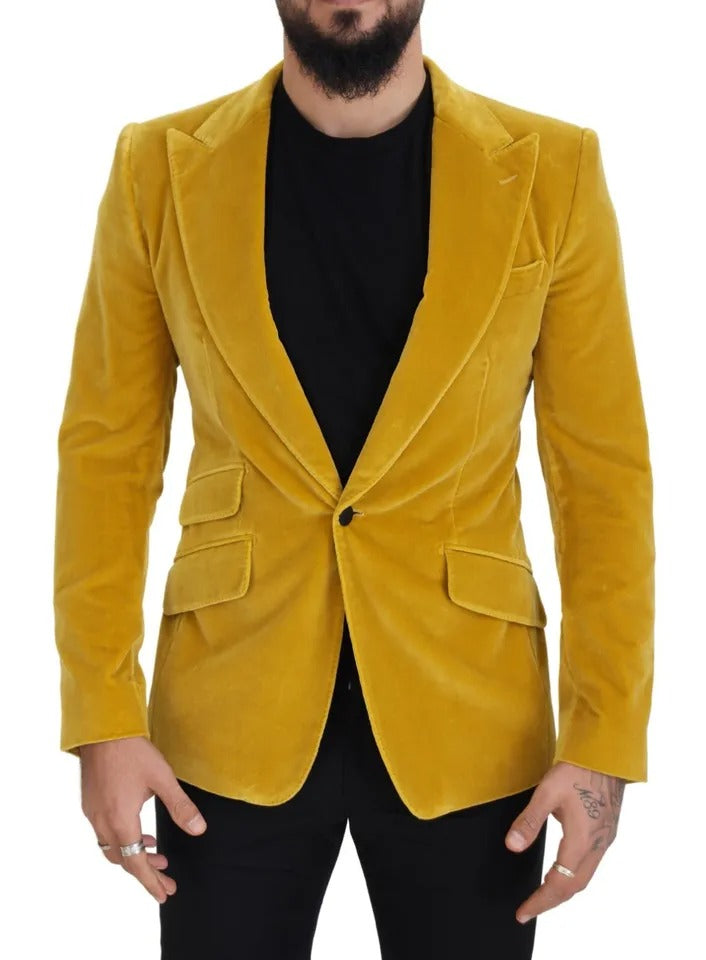 Yellow Velvet Single Breasted Blazer SICILIA