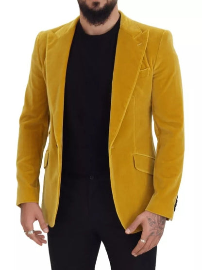 Yellow Velvet Single Breasted Blazer SICILIA