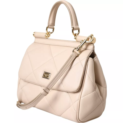 Beige Leather SICILY Hand Shoulder Satchel Bag