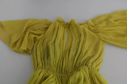 Yellow Shift A-line Silk Gown Dress