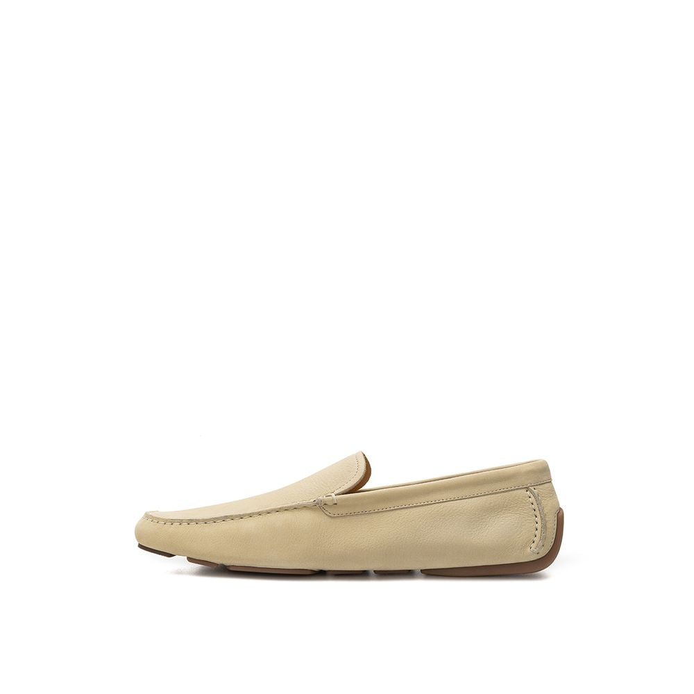 Elegant Beige Leather Loafers for Men