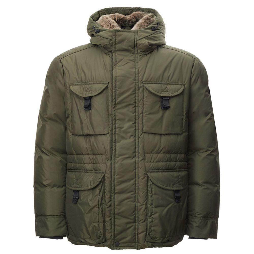 Sleek Green Polyamide Jacket for Men