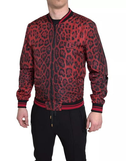 Red Leopard Bomber Short Coat Jacket