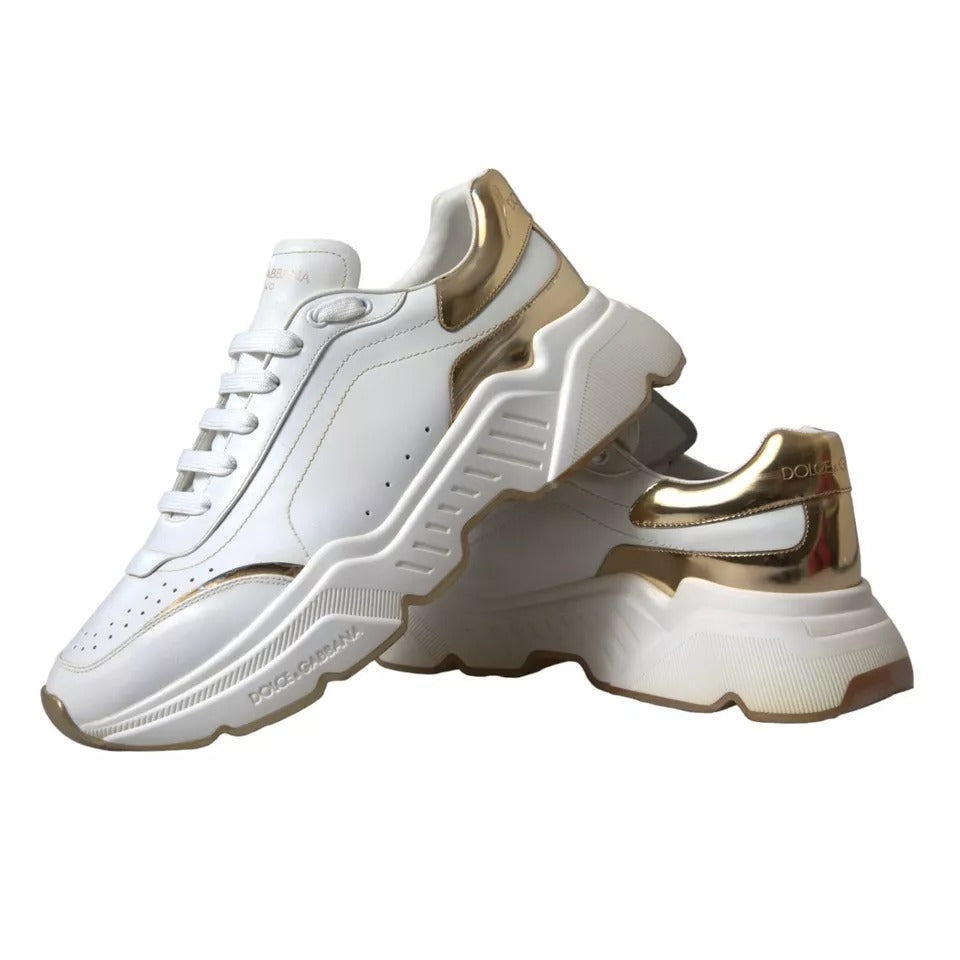 White Gold Leather Men Sneakers DAYMASTER Shoes