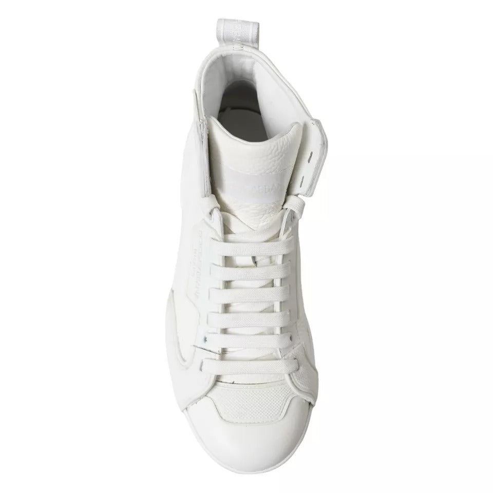 White Leather High Top Men Sneakers Shoes