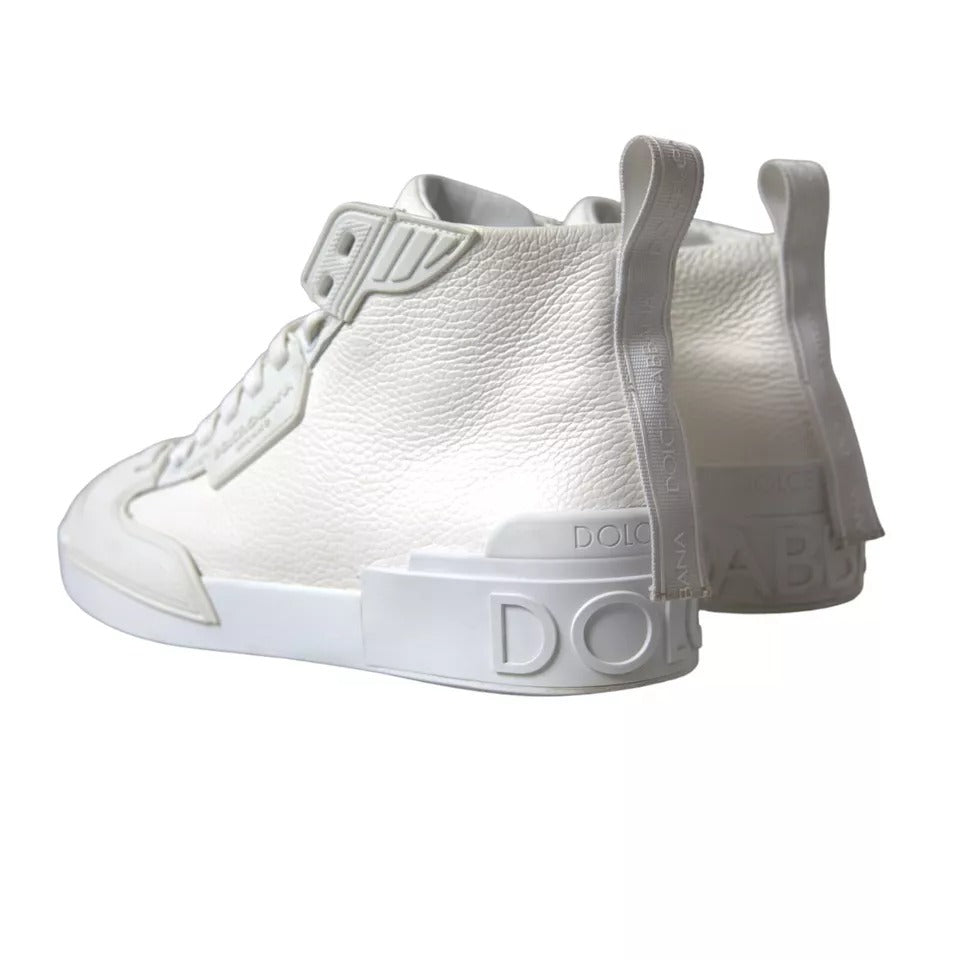 White Leather High Top Men Sneakers Shoes