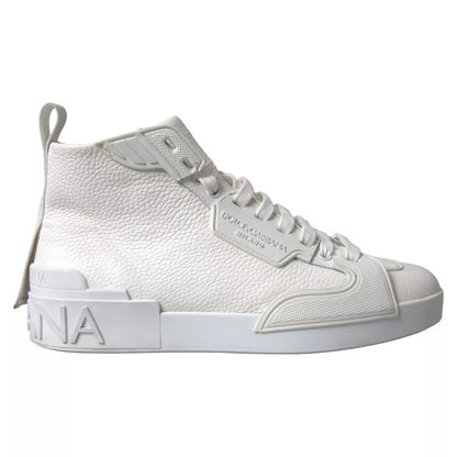 White Leather High Top Men Sneakers Shoes