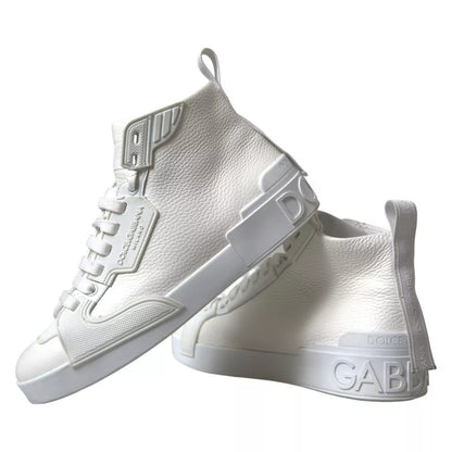 White Leather High Top Men Sneakers Shoes