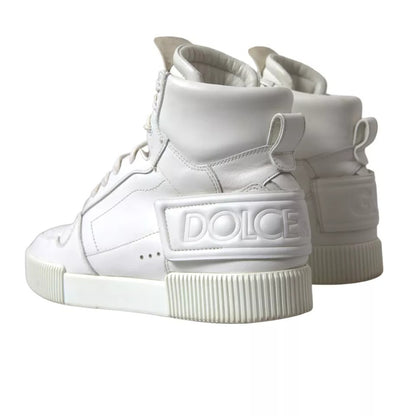 White Leather High Top Men Logo Sneakers Shoes