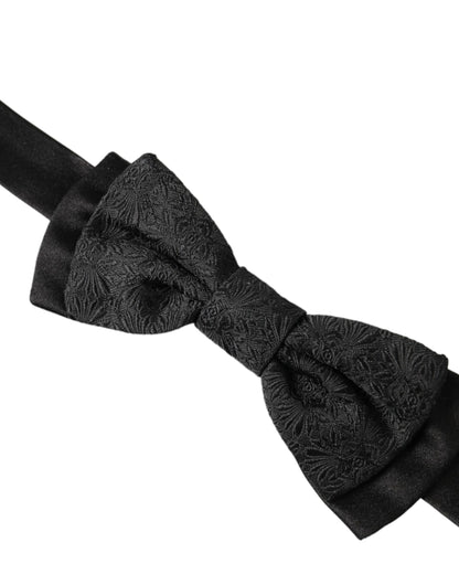 Black Brocade Silk Adjustable Neck Men Bow Tie