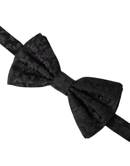 Black Brocade Silk Adjustable Neck Men Bow Tie