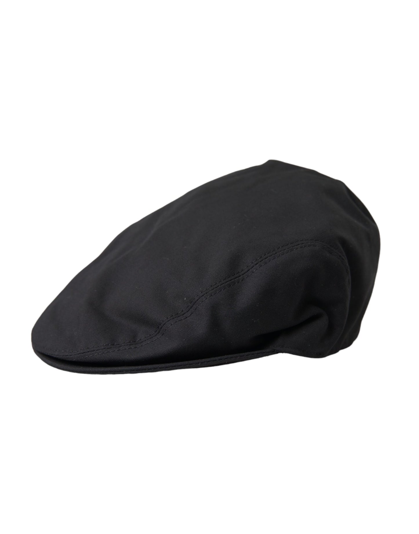 Black Cotton Blend Logo Newsboy Hat Men