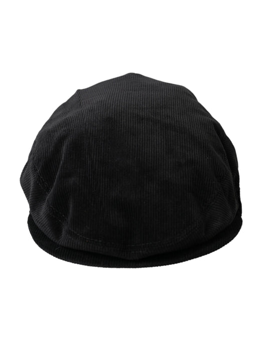 Black Corduroy Crown Newsboy Hat Men