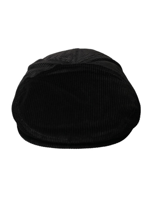 Black Corduroy Crown Newsboy Hat Men