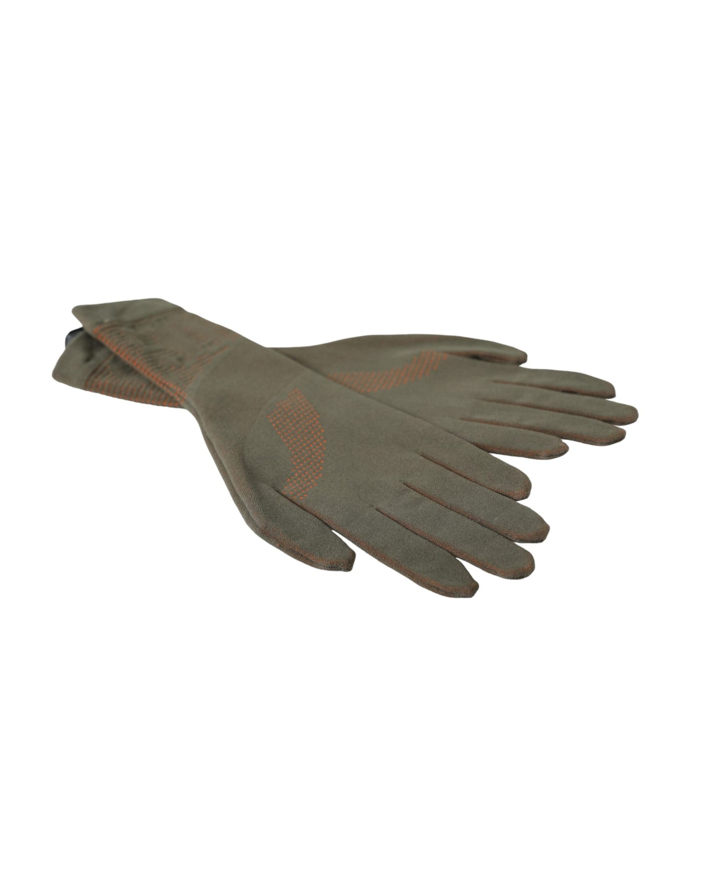 Brown Cotton Stretch Wrist Length Gloves