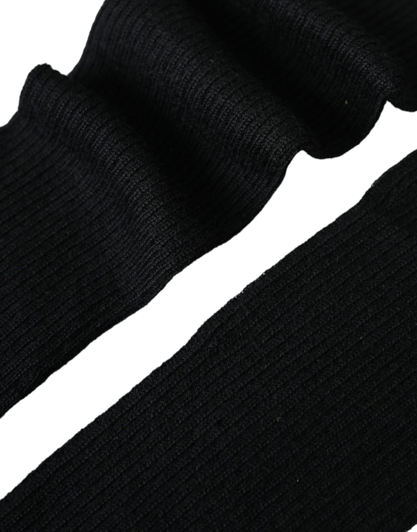 Black Cashmere Knitted Elbow Length Gloves