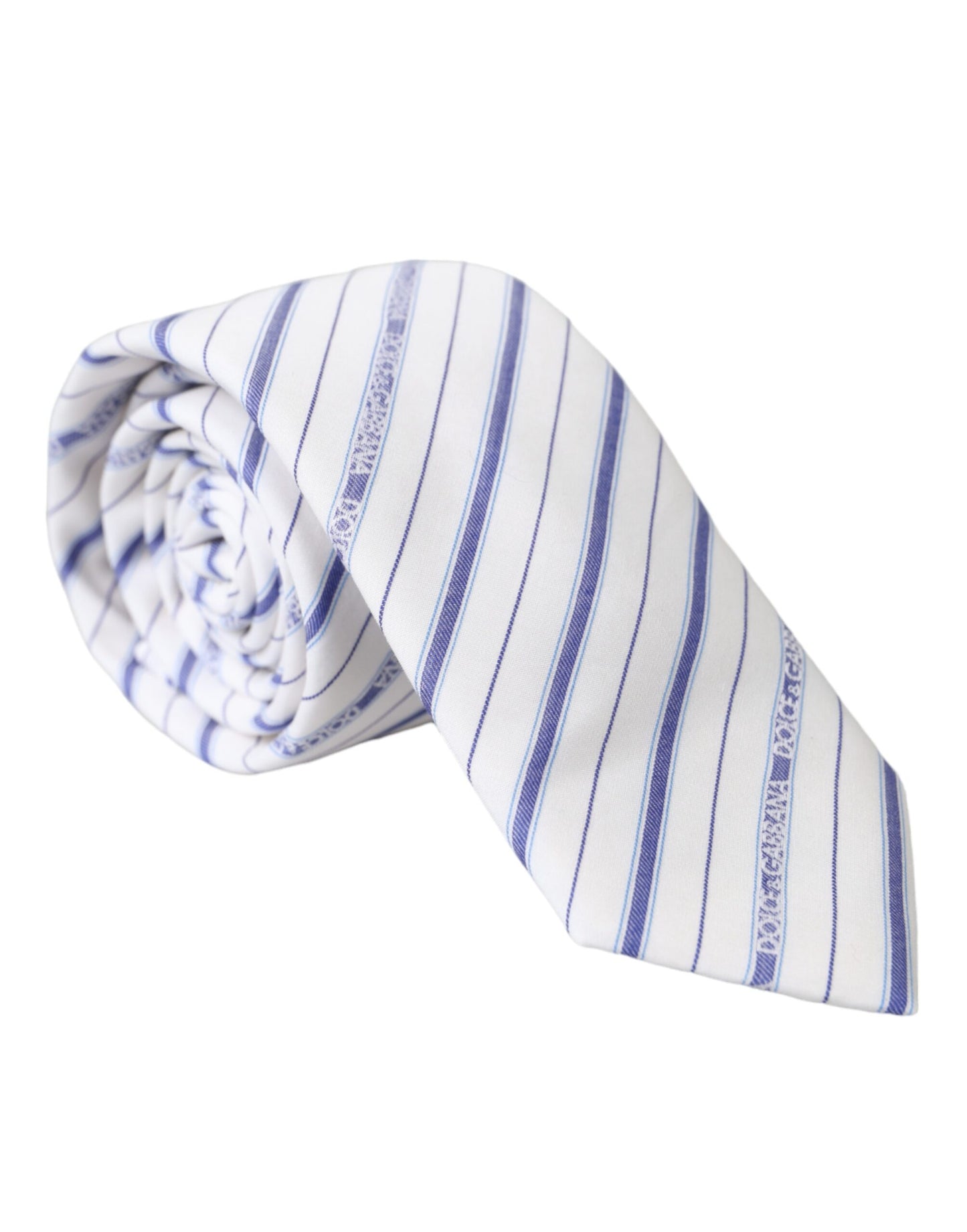 White Blue Stripes Silk Adjustable Tie