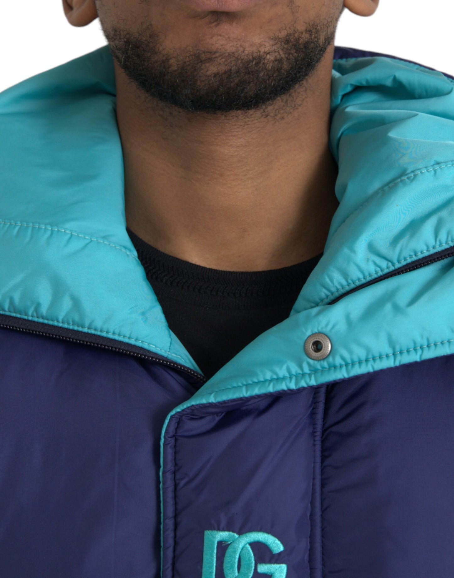 Navy Blue Quilted Windbreaker Puffer Jacket