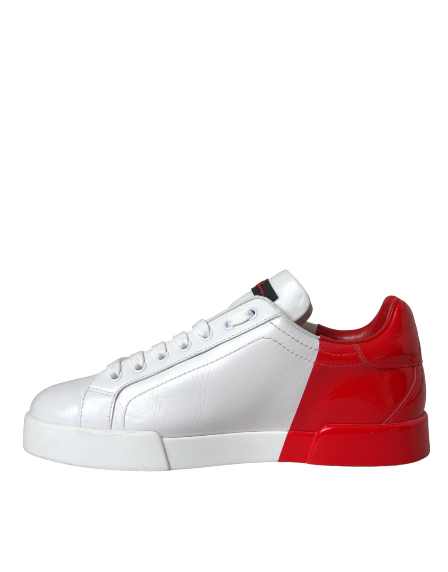 White Red Leather Logo Low Top Sneakers Shoes