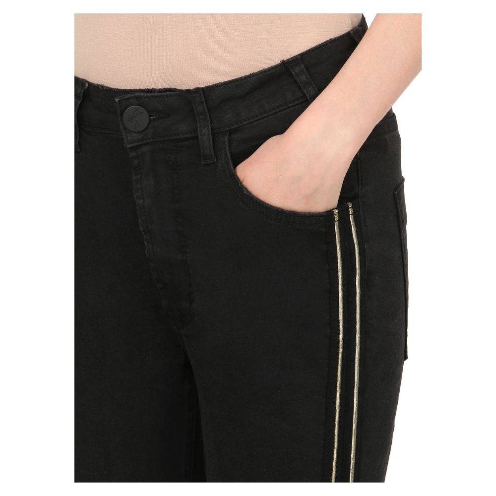 Black Cotton Jeans & Pant