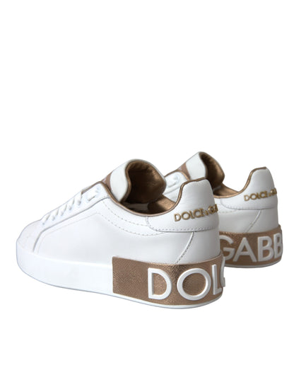 White Portofino Leather Logo Sneaker Shoes