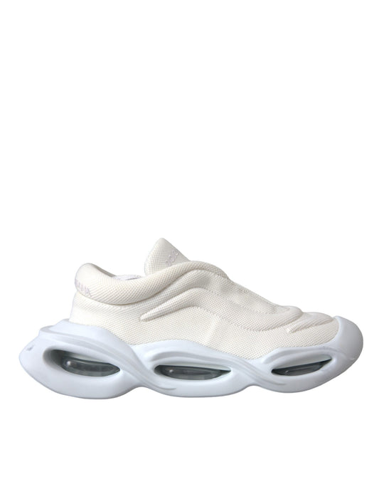 White Padded Fabric Wave Low Top Sneakers Shoes