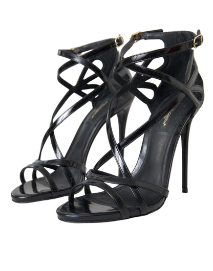 Black Bellucci Leather Heels Sandals Shoes