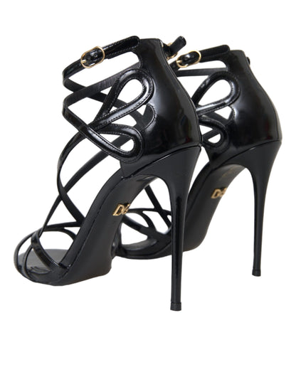 Black Bellucci Leather Heels Sandals Shoes