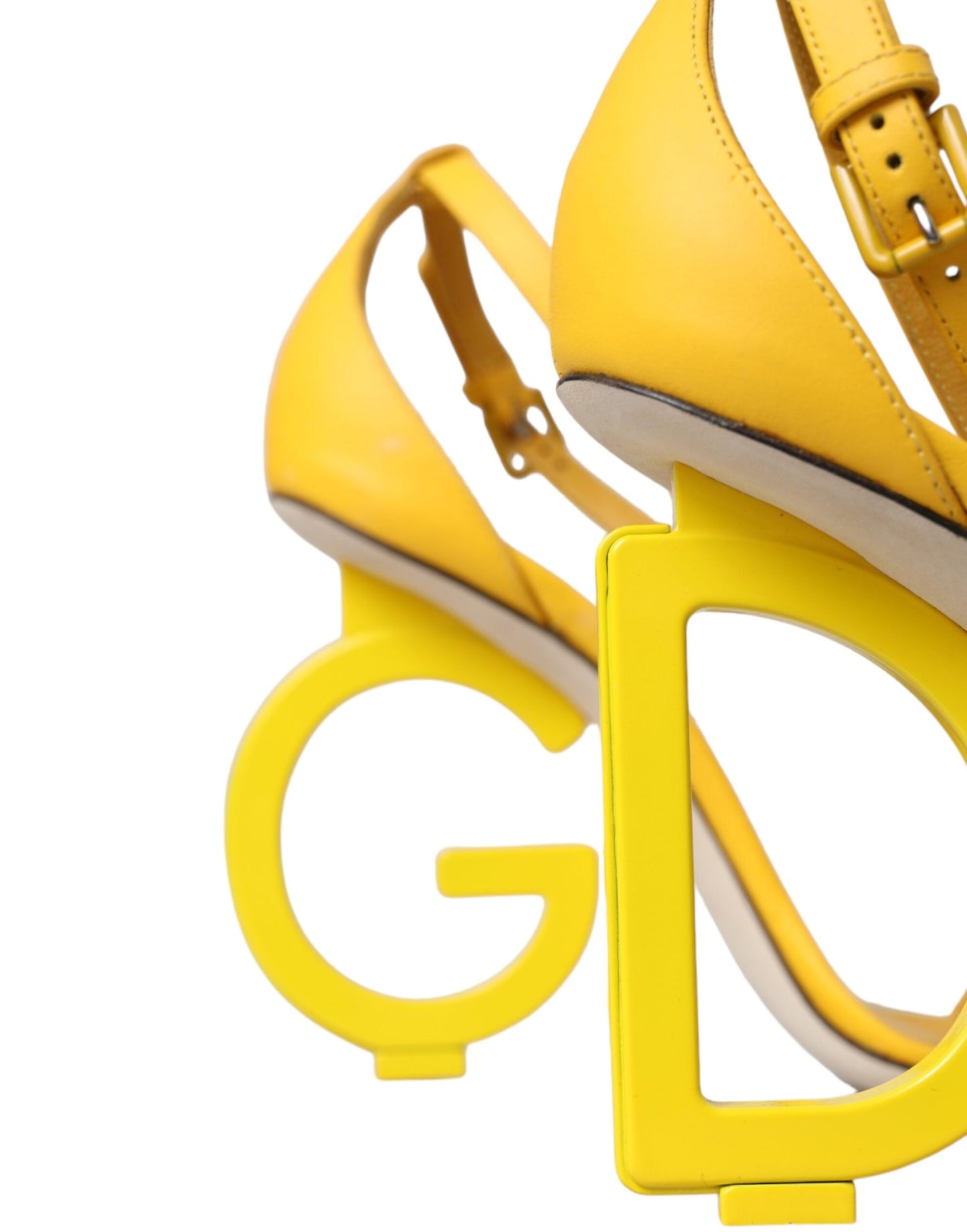 Yellow Leather DG Heels Sandals Shoes