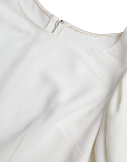 White Viscose Round Neck Short Sleeves Top